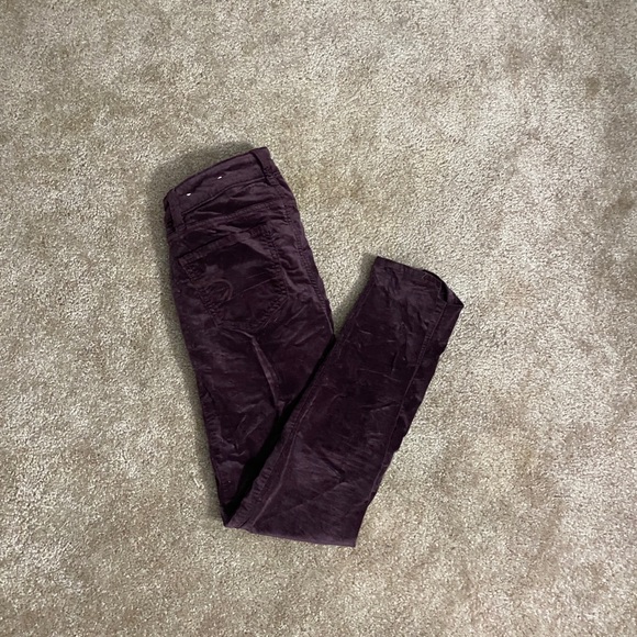 High rise American Eagle Maroon Velvet Jeans 00 - Picture 1 of 6